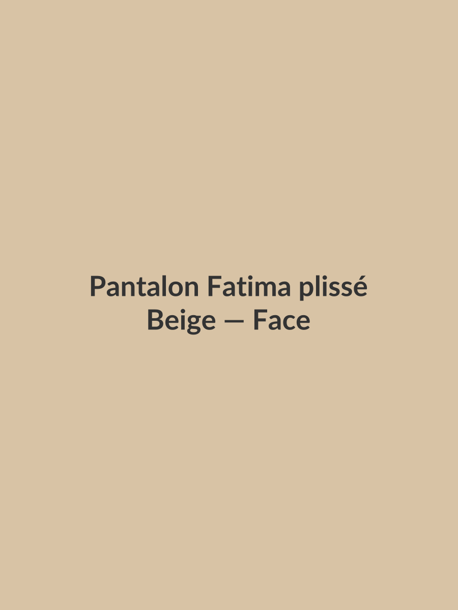 Pantalon Fatima plissé — Beige, vue face