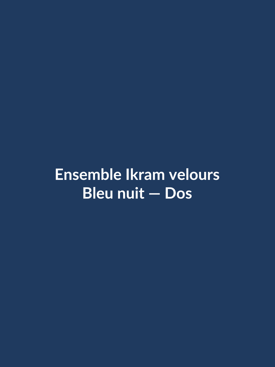 Ensemble Ikram velours — Bleu nuit, vue dos